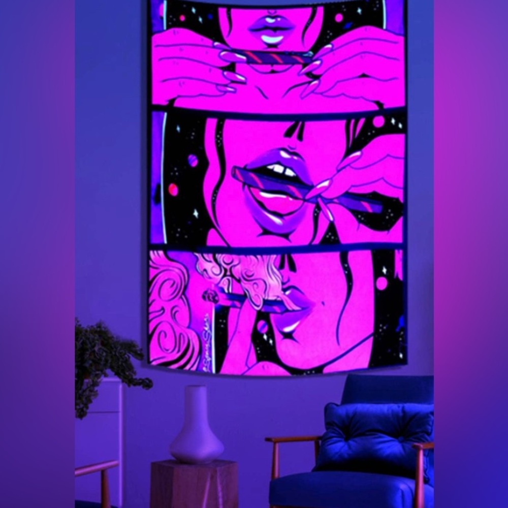 Blacklight Trippy Tapestry